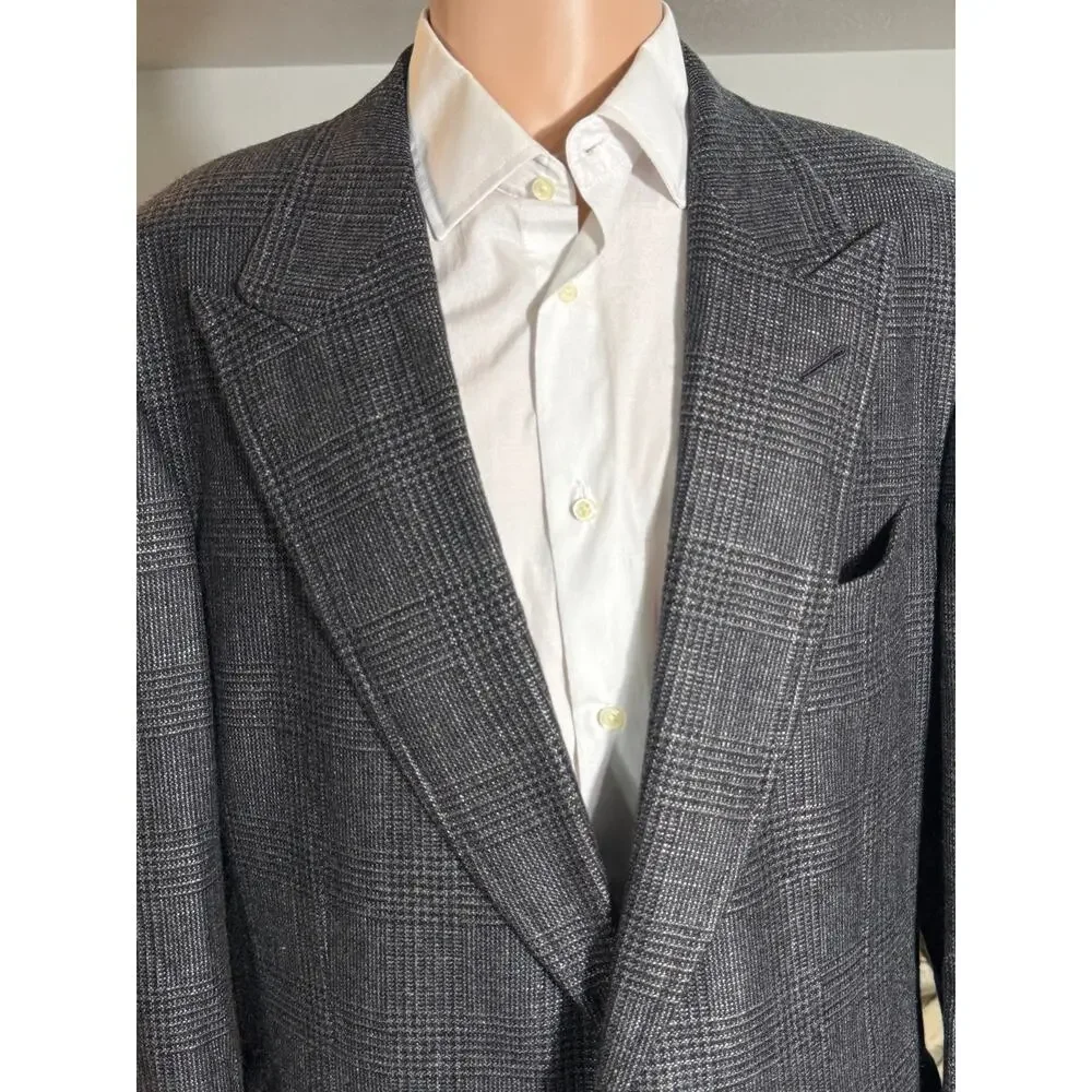 Tom Ford Shelton Peak Lapel Cashmere Prince ofWales Houndstooth Blazer 56 46R US